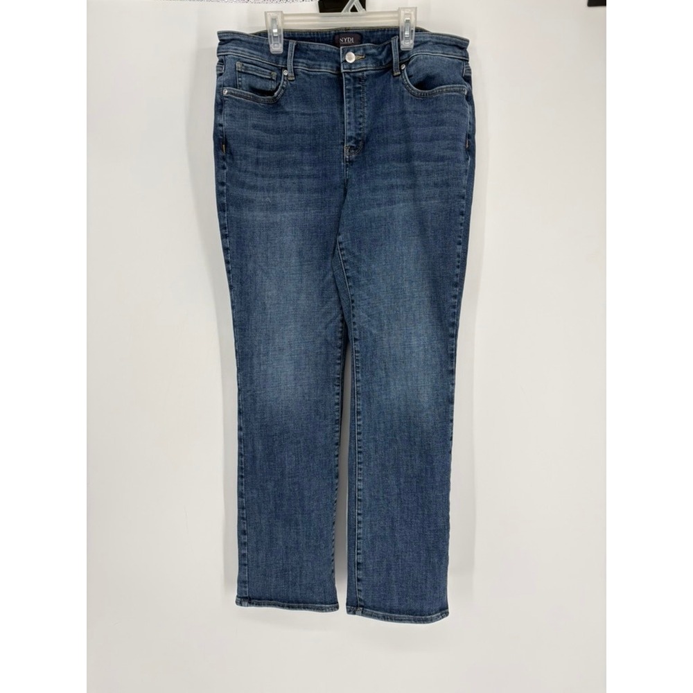 NYDJ Jeans Womens 14 Blue Marilyn Straight Lift Tuck Stretch Denim Pants